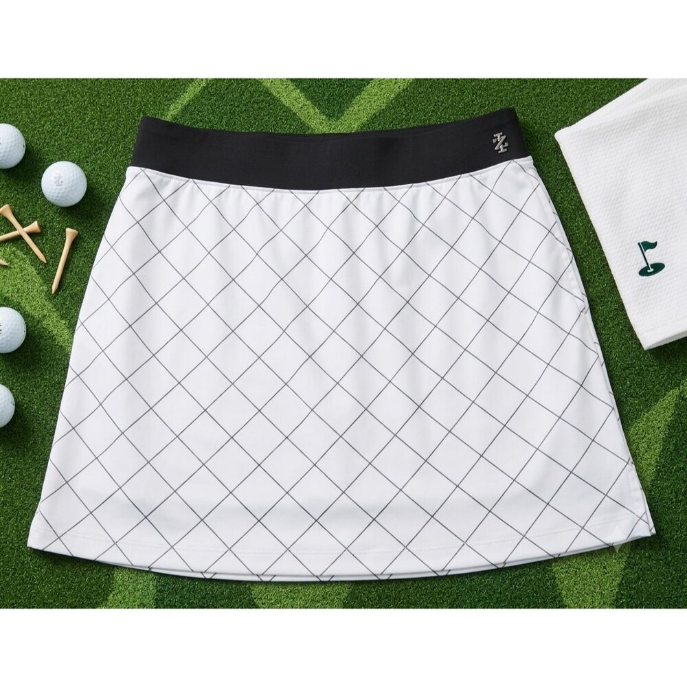 Izod Golf Women’s S White Black Grid Skort Elastic Waist Athletic Performance